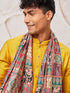 Men's Mustard Silk Blend Kurta,Pyjama And Dupatta Set.